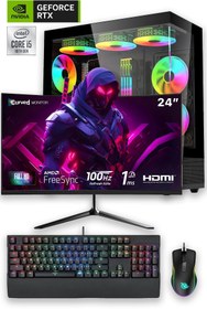 Resim E-Vix Faunus I5-12400F 16GB 512GB M.2 Nvme Rtx 4060 8GB 24" Oyuncu Masaüstü Bilgisayarı 