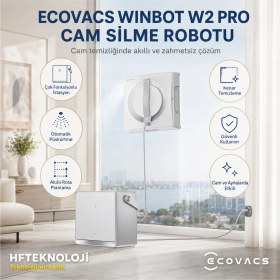 Resim Ecovacs Gelişmiş 3 Nozullu Geniş Açılı Püskürtme Teknolojisi ile Winbot W2 Pro Omni Cam Silme Robotu 