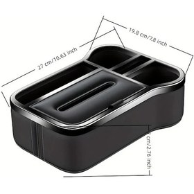 Resim Xuweiwei Crimson Çok Fonksiyonlu Araç Organizatörü Çift Bardak Tutuculu Dashboard Saklama Kutusu 