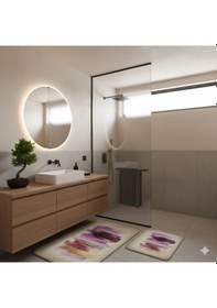 Resim Banyo Paspası 2'li Set 3d Baskılı Jel Tual Çok Renkli 