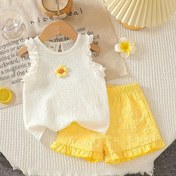 Resim Yazlık Yeni Sevimli Çiçekli Dantel Tank Top ve Şort 2'li Set Bebek Kızlar için P101596, Dış Mekanlar İçin Mükemmel 
