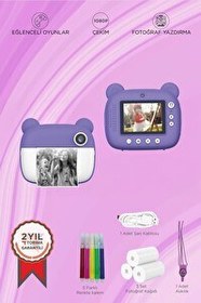 Resim Torima TRM-CMR14 Mor Dijital Video Kayıt Fotoğraf Çocuk Kamerası Anlık Termal Resim Kağıt Baskılı Yazıcı 