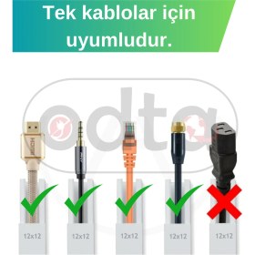 Resim Odta 4 Metre (12X12MM) Kedinden Yapışkanlı Kablo Kanalı | 4m (10 Adet x 40CM) Kablo Gizleyici 