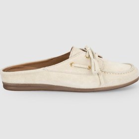 Resim Cabani Süet Bej Kadın Mule Loafer 