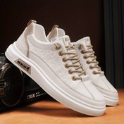 Resim MAINALUN Erkek Moda Ayakkabıları Casual Sokak Kaykay Ayakkabıları Tek Renk Tüm Mevsim Alçak Top Faux Lastik Bant Kapatma Dağcılık ve Günlük Giyim için Yuvarlak Parmak PVC Taban 