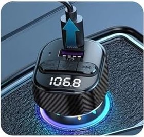 Resim FM Transmitter USB Hızlı Şarj Araçta Handsfree Telefon 