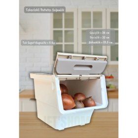 Resim Jet's Home 6'lı Krem Beyaz Tekerlekli Sebzelik Patates Soğan Sepeti Organizer Kutu Soğanlık Patateslik 72 L 