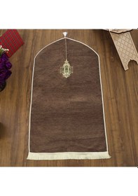 Resim Mahya Lüks Astarlı Biyeli Şönil Seccade Kahverengi 66x125 565 Gr 