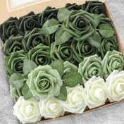 Resim 25 Yapay Çiçek, Orman Yeşili Gradyan Köpük Çiçeklerle Dizeleri DIY Düğün Buketleri, Gelin Duşu Merkezleri ve Yeşil Çiçek Aranjmanları İçin. 