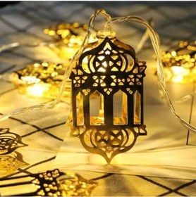 Resim 10 Adet Sarkıtlı Ramazan Fenerli Led Işık Pilli 2 Metre Ramazan Süsü, İslami Dekorasyon, Ev Ve Mekanlar İçin Dekoratif Ortam Aydınlatması Açık Sarı 