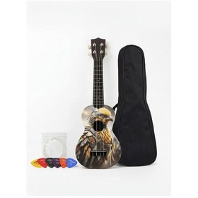 Resim Soprano Ukulele Kanarya Desenli Kapak 