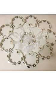 Resim atolyekbk 5 Adet Beyaz Çiçeklerle Süslenmiş Nedime Tefi Düğün Ve Kına Için Plastik Tef 1 – Kına Eğlence Akses 