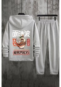 Resim Unisex Ramen Baskılı Eşofman Takımı Gri 