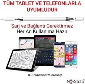 Resim NovStrap Samsung Galaxy S6 Lite P620 P625 P610 P615 P613 ile Uyumlu 2in1 Dokunmatik Tablet Kalemi Stylus 