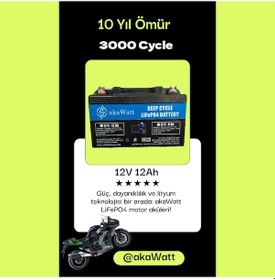 Resim Akawatt 12v 12ah Lithium Lifepo4 Lityum Motosiklet Aküsü 
