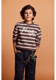 Resim Defacto Erkek Çocuk 2li Takım Çizgili Sweatshirt Jean Pantolon G4682a825wnbn258 Kahve-bn258 