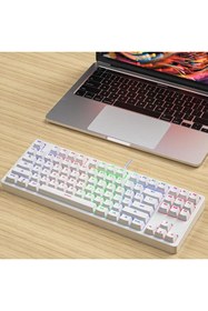 Resim Valkyrie Leaven K870 Blue Switch Mekanik Gaming Oyun Klavyesi RGB 61 Key Mavi Tuş Type-C Klavye 