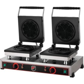 Resim Işıkgaz Silverinox Çiftli Çiçek Waffle Makinesi 