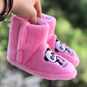 Resim Pandalina Çocuk Panduf Panda Figürlü Cırt Cırtlı Kaydırmaz Taban Kız Çocuk Ayakkabısı Şeker Pembesi 
