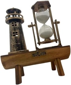 Resim Hediyelik Eşya Retro Ahşap Deniz Feneri Kum Saati Biblo 