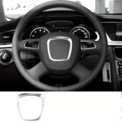 Resim Krom kaplama araba direksiyon simidi çerçeve dekoratif kılıfı, 2003'ten 2013'e kadar olan Audi A3 8P S3 A4 B6 B7 B8 A5 A6 C6 Q7 Q5 otomatik parçalar için uygun olup arkadan yapışkanlıdır. 