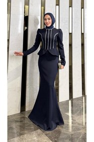 Resim modadeywearst Özel Tasarım Taş İşlemeli Peplum Tesettür Abiye 