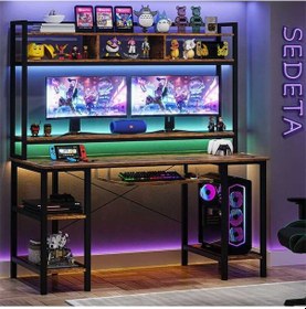 Resim Zizuva Zizuva Tasarım Kitaplıklı Modern Monitör Raflı Çalışma Masası 