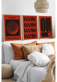 Resim Huhuli Ahşap Çerçeveli 3'lü "focus" Tablo Seti Huhu571 