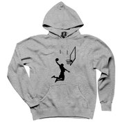 Resim Basketball Smack Silhouette Gri Kapşonlu Sweat Gri 
