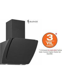 Resim Silverline 3373 Misto Siyah 60 Cm Dekoratif Camlı Duvar Tipi Davlumbaz 