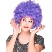 Resim Kuzgun Ticaret Mor Renk Kıvırcık Afro Bonus Peruk Parti Peruğu 