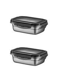 Resim 2 Adet 304 Çelik 550 Ml Yemek Meyve Et Buzdolabı Beslenme Saklama Kabı Mt224 Gri 