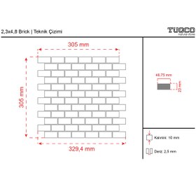 Resim TUQCO Dogal Tas 2,3 X 4,8 Cm Brick Traverten Eskitme Mermer Mozaik 