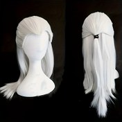 Resim Geralt of Rivia İlhamlı Gümüş Beyaz Cosplay Peruk - Uzun, Düz Sentetik Saç, Isıya Dayanıklı Lif, Tüm Bedenler İçin Ayarlanabilir Kap, Hairjoy 