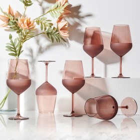 Resim Rakle Matte 6'lı Ayaklı Bardak - Kahverengi - 490 ml 