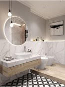 Resim Narkissos Dizayn 70 Cm Beyaz Ledli Yuvarlak Banyo Aynası/ Makyaj Aynası/ Trafolu 