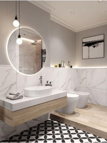 Resim Narkissos Dizayn 70 Cm Beyaz Ledli Yuvarlak Banyo Aynası/ Makyaj Aynası/ Trafolu 