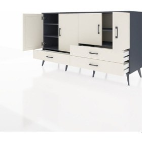 Resim Hyperion Konsol 5 Raflı 3 Çekmeceli 4 Kapaklı 176x44x99 Antrasit- Antrasit-aytaşı 