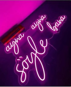 Resim Ayna Ayna Söyle Bana Yazı Neon Led Tabela Pembe 60x40cm, aynas 
