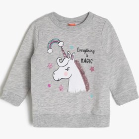 Resim Kız Bebek Baskılı Sweatshirt Uzun Kollu 