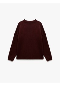 Resim Koton Uzun Kollu Bisiklet Yaka Triko Oversize Kazak Bordo 6wak90177ht Bordo 