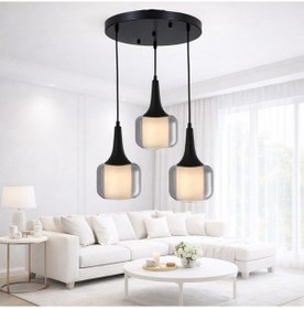 Resim Tt603-3y-fullsy Tt Ayd. Mat Siyah 3 Lü Silindir Çift Camlı Avize Siyah - Bal Cam 