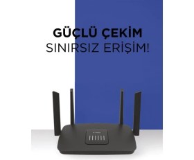 Resim Torima Çift Bant Kablosuz Wifi Router 1200Mbps 2.4GHz ve 5GHz 4 Antenli AC06 Siyah 