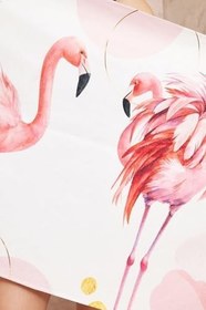 Resim Flamingo Baskılı pamuklu Plaj Havlusu 