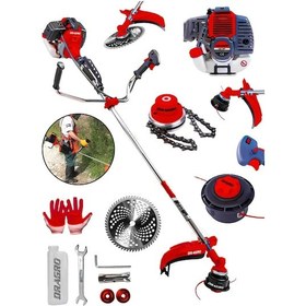 Resim Dragro T6002 Turbo Kırmızı Zincirli 6 Hp Yan Tipi Benzinli Motorlu Ot Çalı Tırpanı Çim Biçme Makinesi Tırpan 
