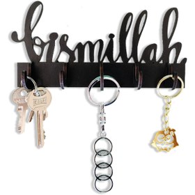 Resim GEEG Dekoratif Anahtarlık Askısı Dini Bismillah Antre Duvar Anahtar Organizer Anahtarlık Askı Düzenleyici 