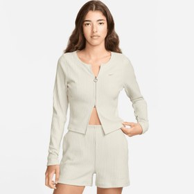 Resim Nike Sportswear Chill Knit Full Zip Ribbed Cardigan Kadın Krem Hırka 