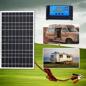 Resim 10W taşınabilir güneş paneli kiti, 100A kontrolör, DC 12V-18V-24V, USB-5V şarj cihazı, karavanlar, tekneler, kampçılık, yürüyüş, cep telefonları, saatler ve evcil hayvan yatakları için uygun - güneş enerjisi kaynağı 