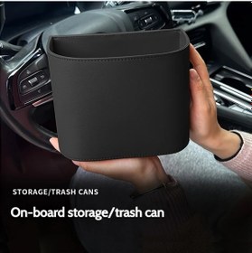 Resim Xuweiwei Black 1 Paket Pu Deri Araba Çöp Kutusu Büyük Hacimli Arka Koltuk Çöp Kovası Kolay Sabitleme Kompakt Kapı Askılı Çöp Kovası 