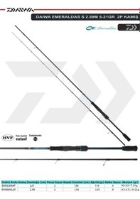 Resim Daiwa Emeraldas S 251cm 7-21gr 2 Parça Olta Kamışı 